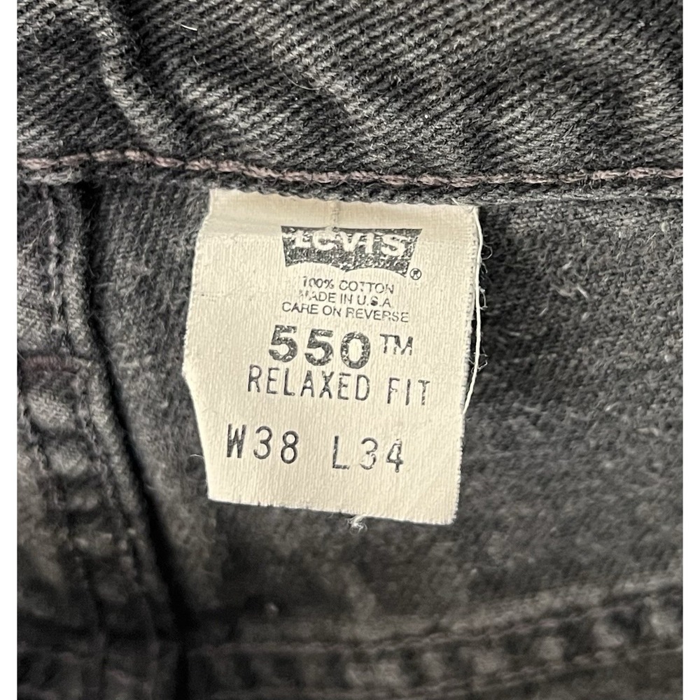 Levis 550 Jeans Mens Size 38x34 Black Denim Relaxed Fit Cotton 5 Pocket USA Made - Picture 3 of 8